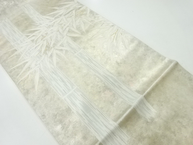 アンティーク　作家物　竹笹模様織出し袋帯（材料）